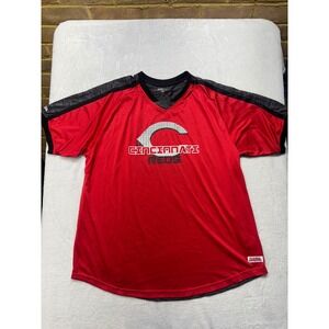 Stitches Cincinnati Reds MLB Mens XL Red Grey V-Neck Performance Jersey Shirt